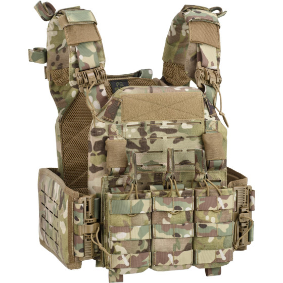 GILET PORTE-PLAQUES STORM DEFCON 5 MULTICAM + PORTE CHARGEURS TRIPLE 5.56
