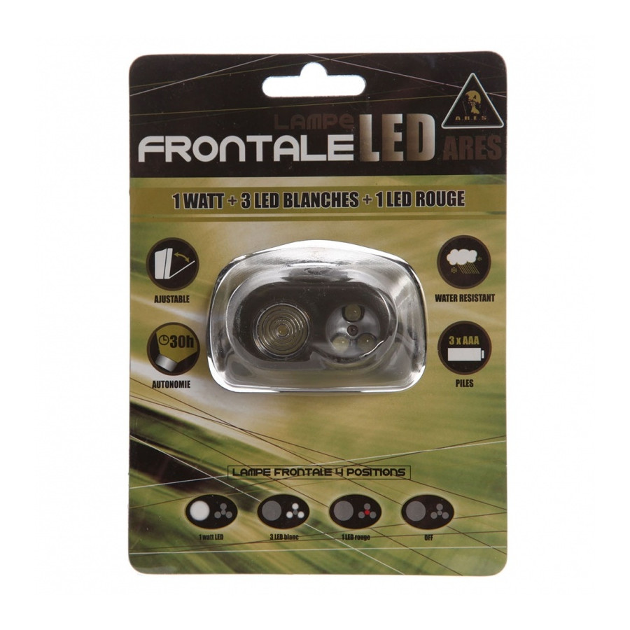 LAMPE FRONTALE MILITAIRE 1 WATT + 4 LEDS ARES CAM CE